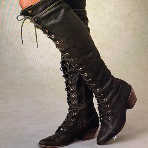Free People/ Jeffrey Campbell RARE Tall Leather boots 9 (Run like an 8) - Picture 1 of 6